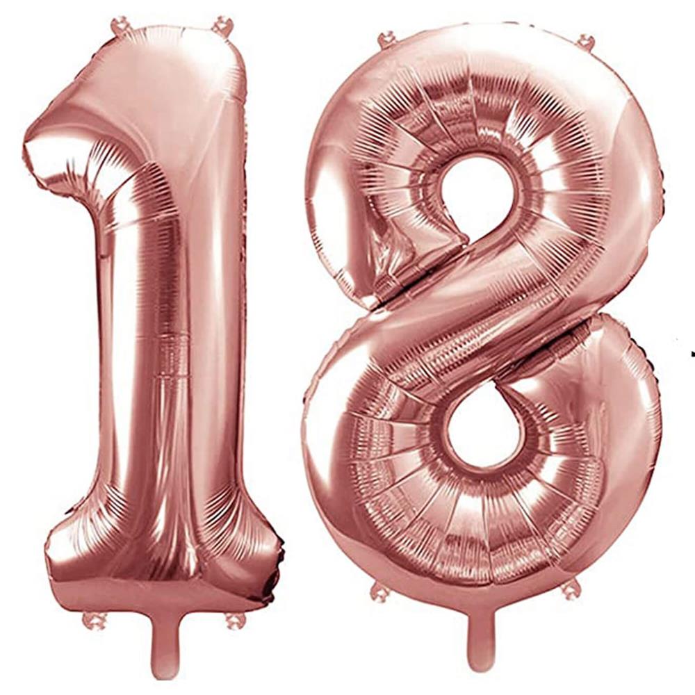 Set 53 baloane si decoratiuni Aniversare Majorat 18 Ani, rose auriu