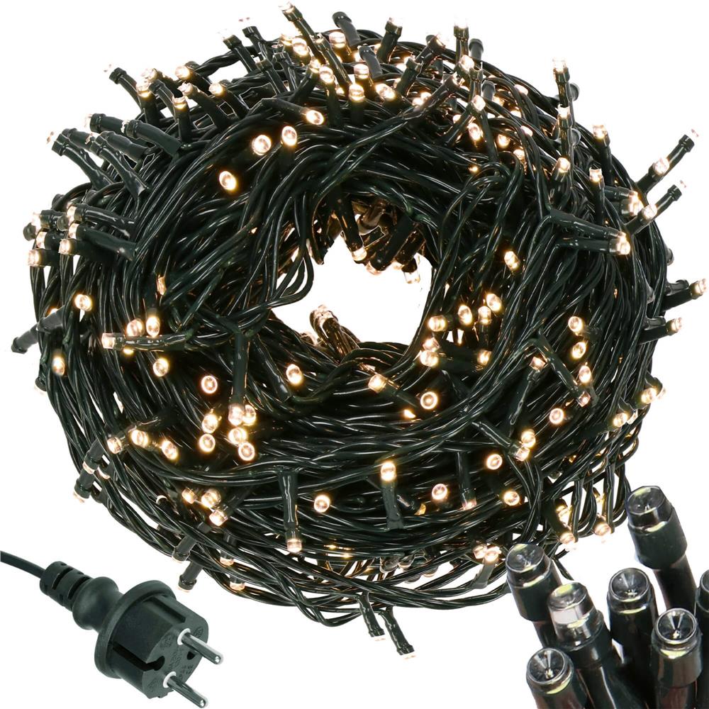 Instalatie lumini pentru bradul de Craciun, 91,5 metri, 1500 LED-uri, alb cald