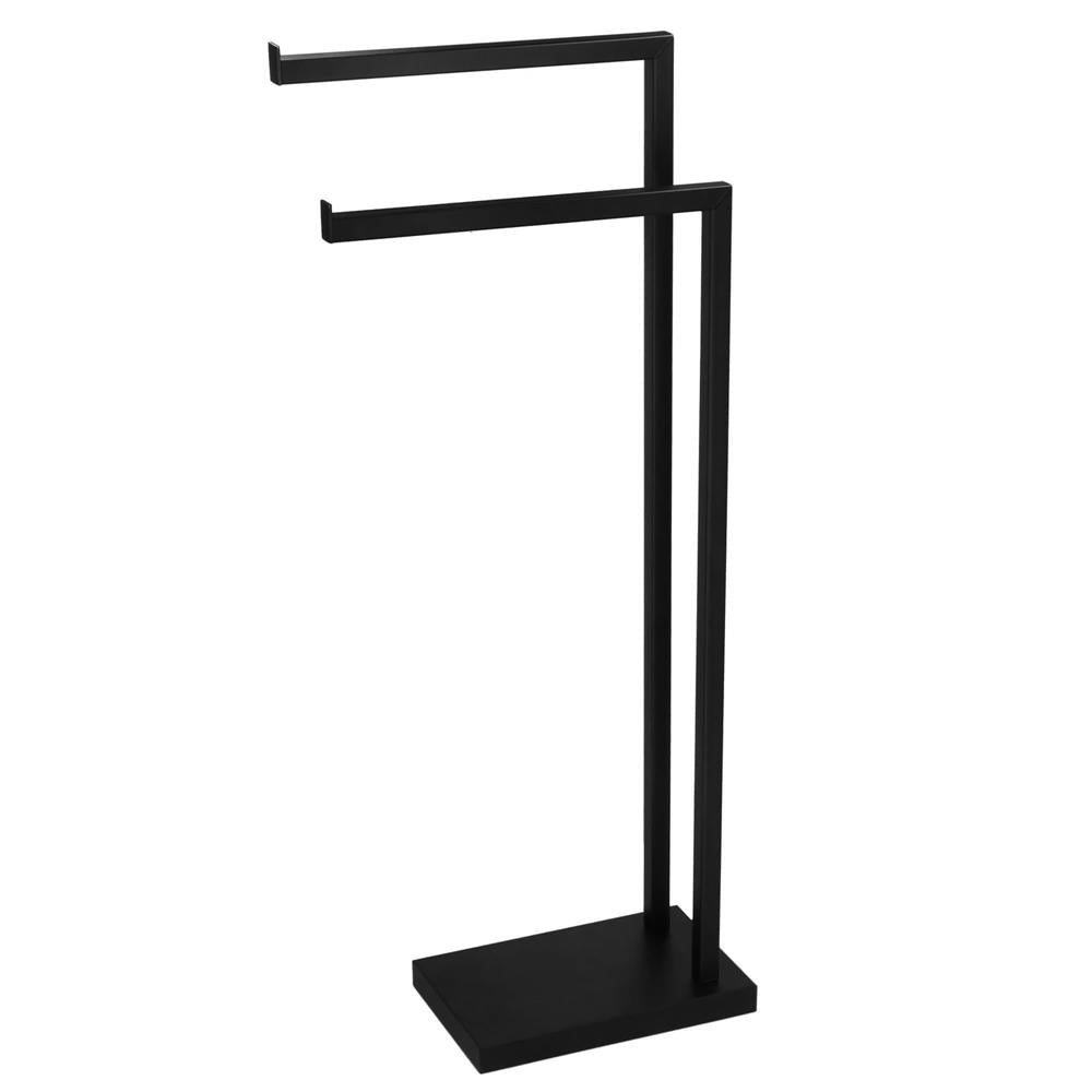 Suport metalic de baie pentru prosoape, cu 2 brate, 80 cm, negru mat