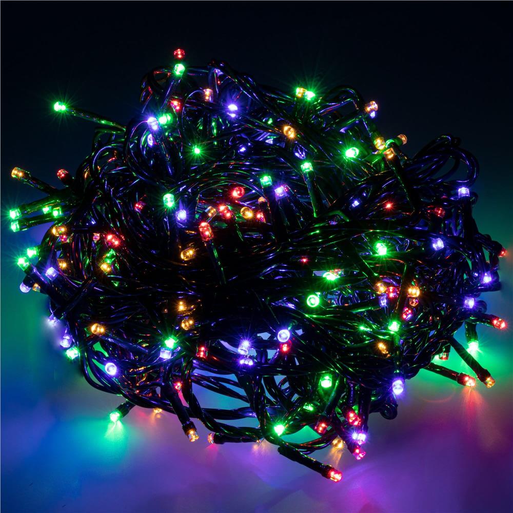 Instalatie lumini pentru bradul de Craciun, 17,5 metri, 300 LED-uri, 8 functii, multicolor