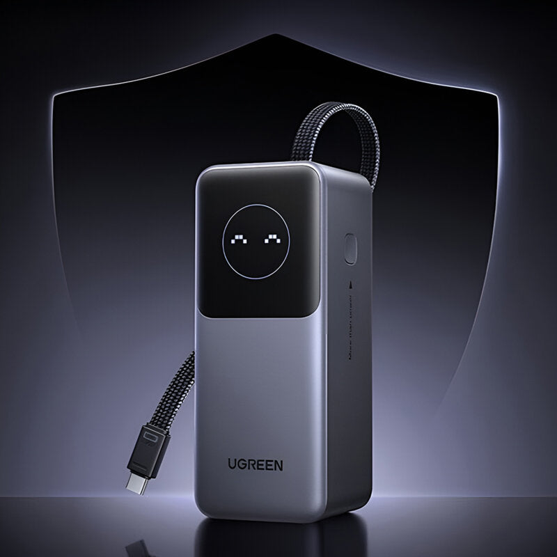 POWER BANK Ugreen "PB723", 20000mAh, 130W PD3.0, 1 x USB, 1 x USB Type-C, 1 x USB Type-C integrat, display, gri, "55365B"