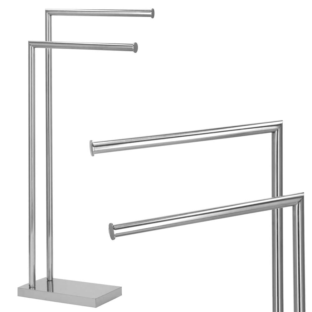 Suport metalic de baie pentru prosoape, cu 2 brate, 80 cm, argintiu cromat