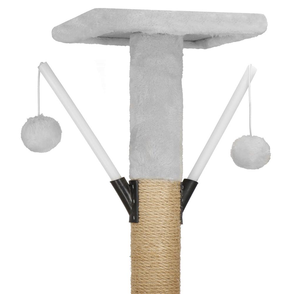 Ansamblu de joaca pentru pisici, cu loc pentru zgariat, ascuns, culcus, soricei, 136cm, gri