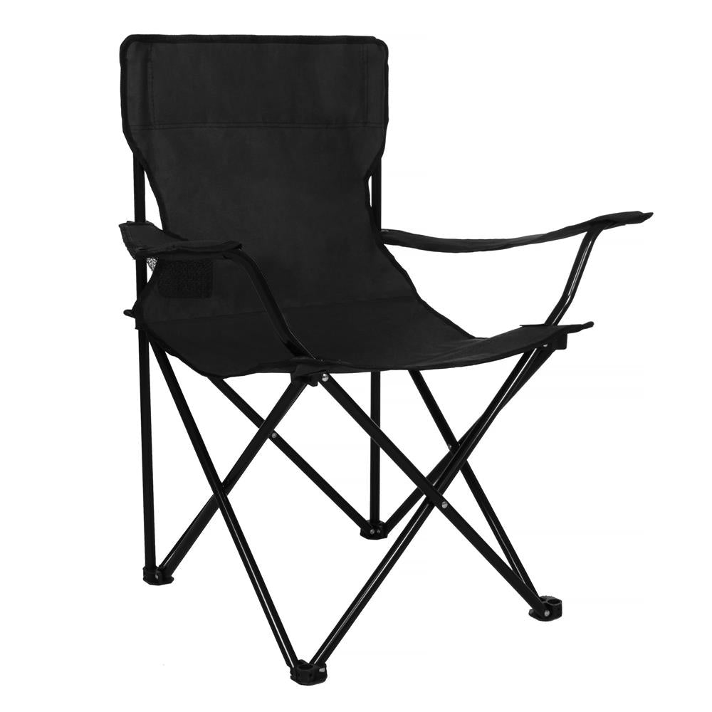 Scaun pliabil camping sau pescuit, cu suport pahar, negru