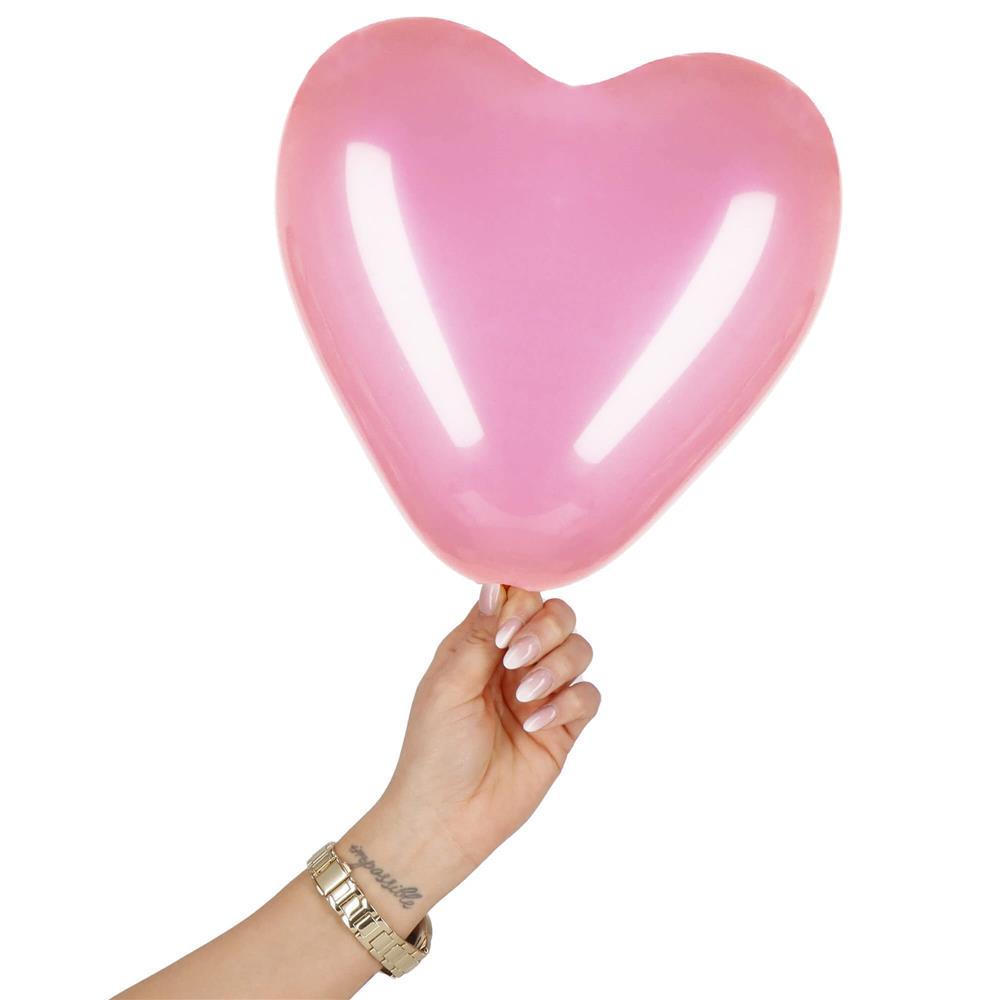 Set 50 baloane pentru petrecere in forma de inima, 30cm, roz