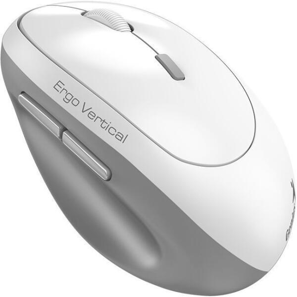 MOUSE Genius, Ergo 8350S, PC sau NB, wireless, BT+2.4GHz, optic, 2400 dpi, butoane/scroll 6/1, , white-grey, "31030041401"