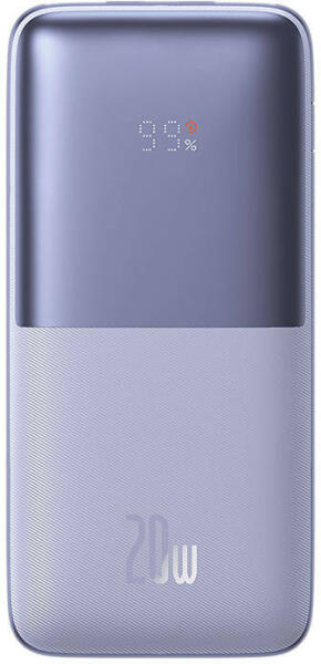 POWER BANK Baseus Bipow Pro, 10000mAh, PD 20W, 2 x USB; 1 x USB Type-C, digital display pt. status baterie, include cablu USB la USB Type-C de 30 cm, violet "PPBD040205" - 6932172614591