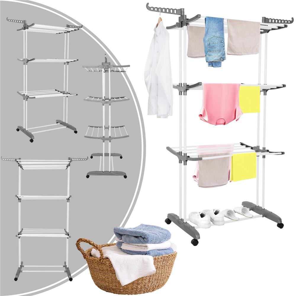 Uscator vertical pentru rufe, mobil si pliabil, cu doua umerase, 75x57x170cm, sarcina 20kg