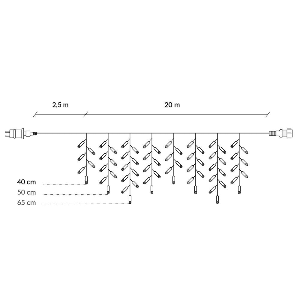 Ghirlanda luminoasa tip perdea cu flash 500 LED-uri, 20m, pentru interior/exterior, iluminare multicolora
