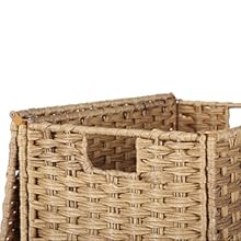 SONGMICS Cos de rufe stil ratan, cu captuseala detasabila lavabila, 90 litri, 46x33x60 cm, natural