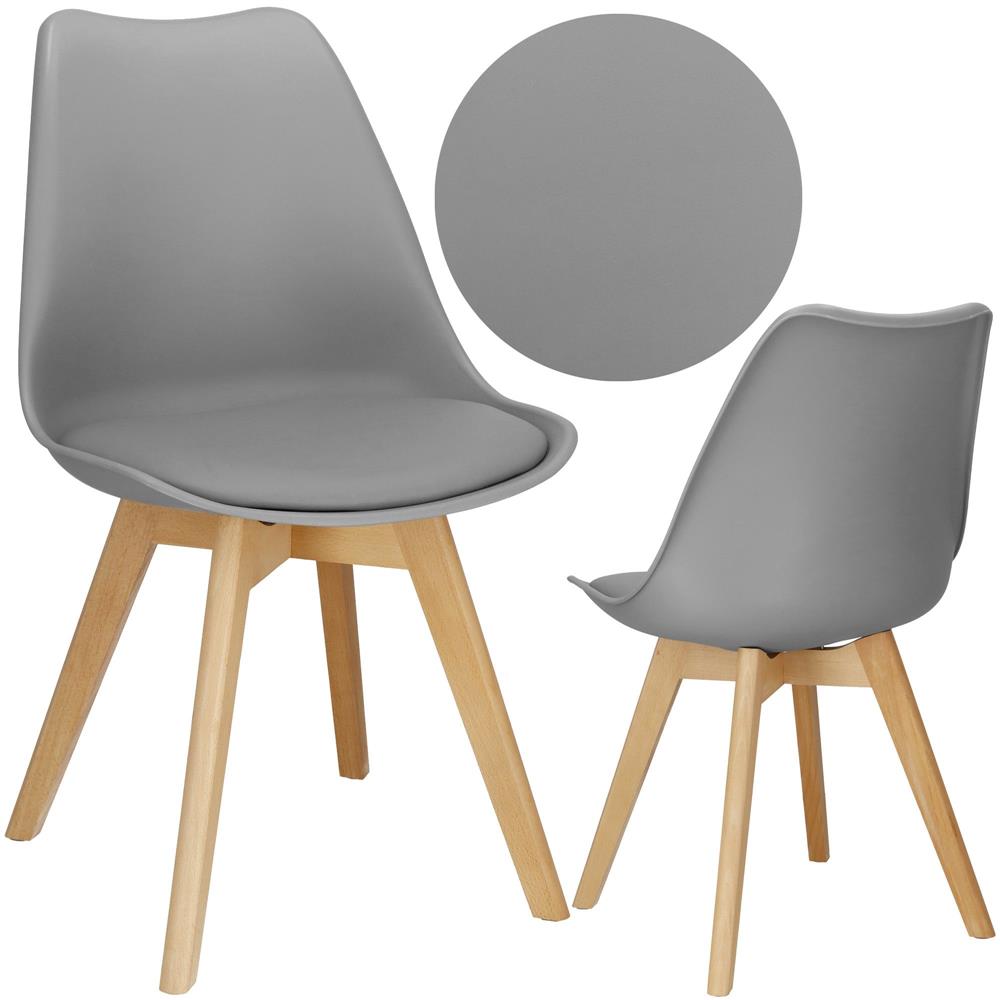 Set 4 scaune dining Verdhe pentru bucatarie cu perna tapitata cu piele ecologica, 49x82cm, gri
