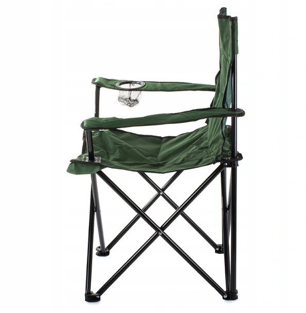 Scaun pliabil camping sau pescuit Sersimo, suport pahar, verde