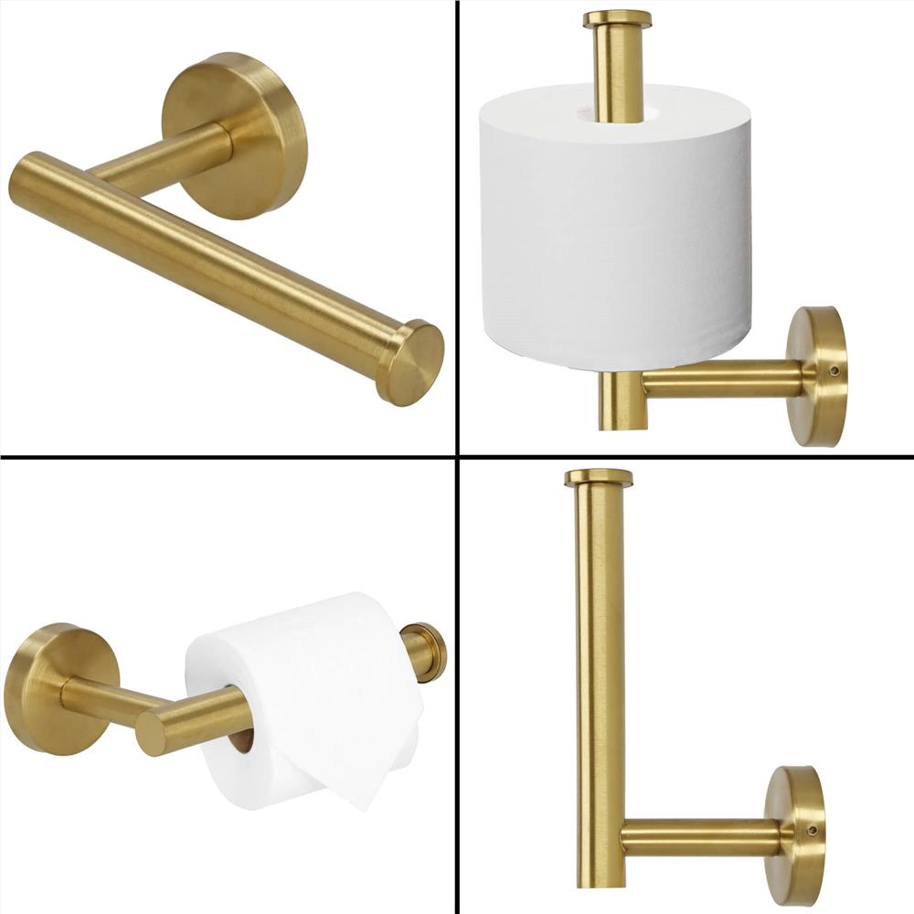 Suport hartie igienica din otel, sistem montare inclus, 16cm, auriu perlat
