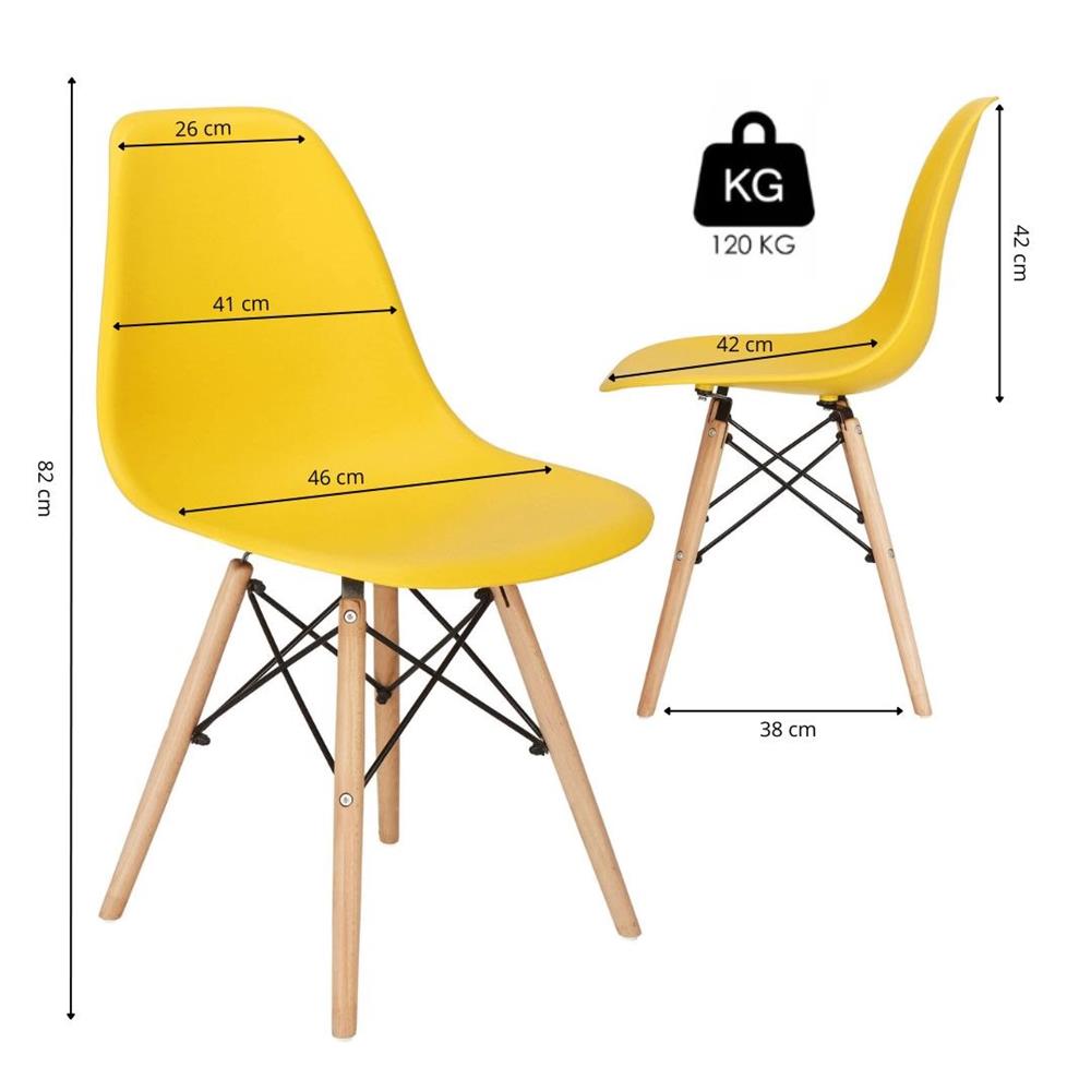 Set 4 scaune dining Scandinav pentru bucatarie, 38x42x82cm, galben