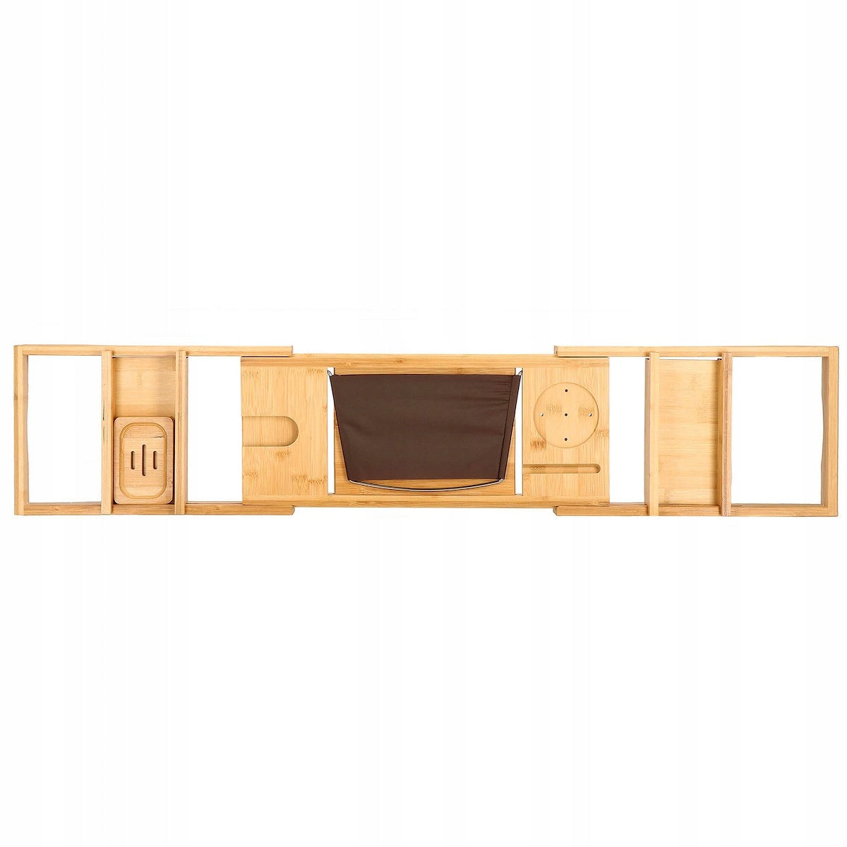 Raft cu tava pentru cada din bambus natural Sersimo 1024, extensibila, 75-110x23cm