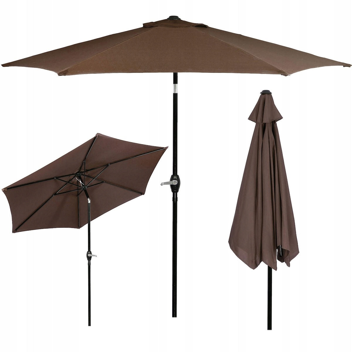 Umbrela terasa gradina, cu manivela si inclinare, GU23, diametru 260cm, maro