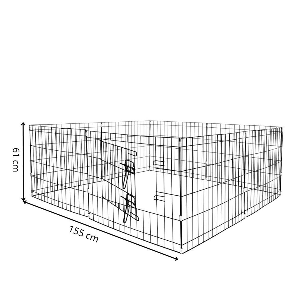 Tarc pentru animale de companie, din fier, forma configurabila, cu usa de acces, 3XL, 155x155x61cm, negru