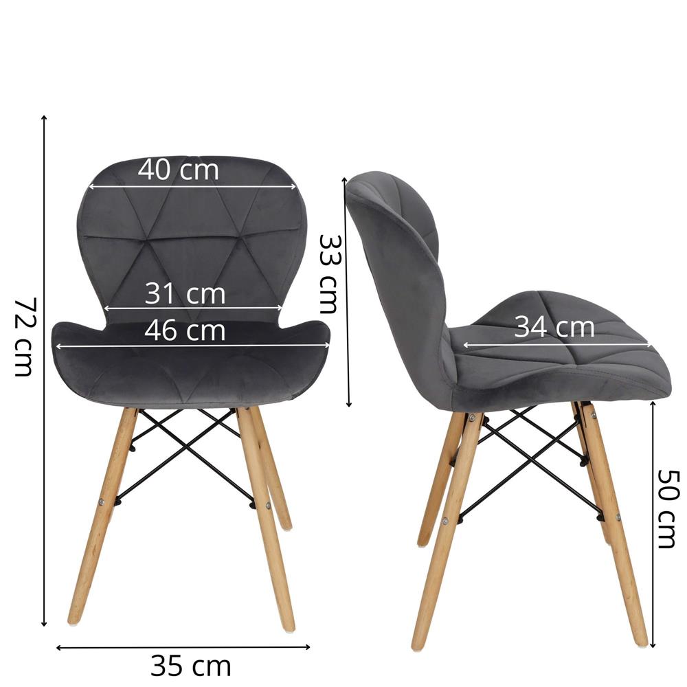 Set 4 scaune dining Torino pentru bucatarie tapitat cu catifea, 40x72cm, gri