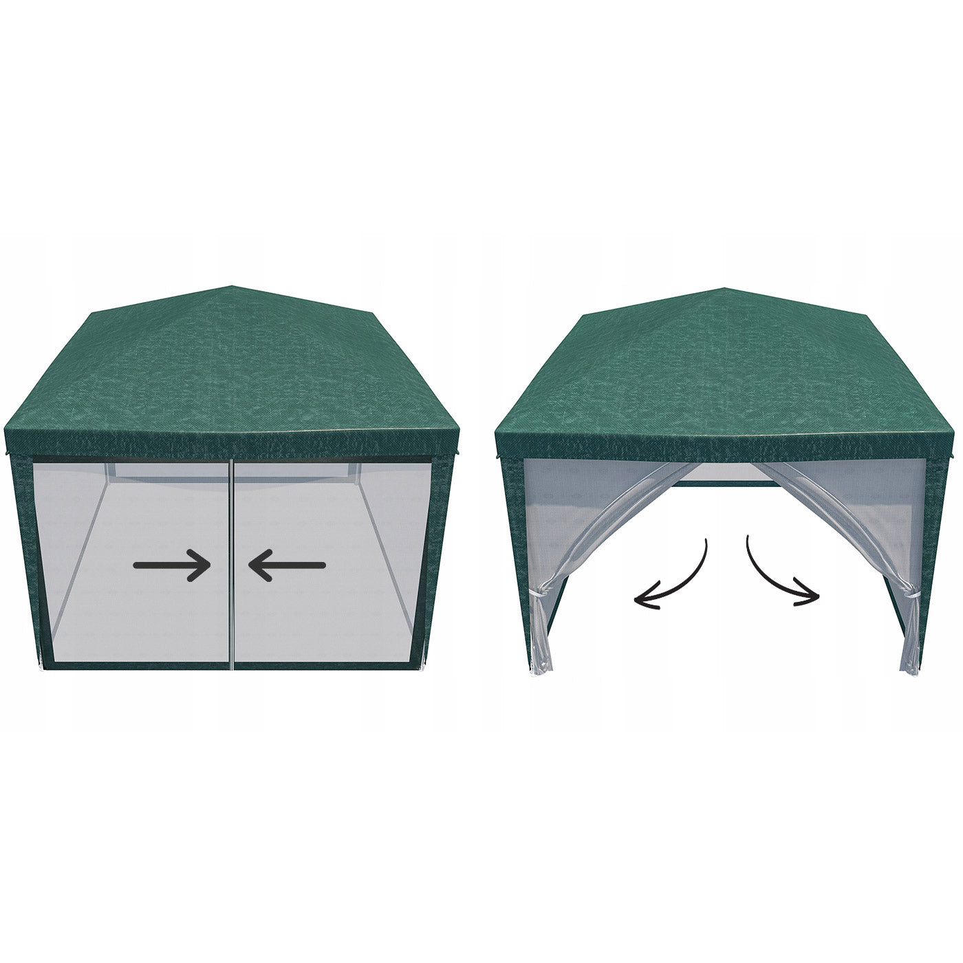 Pavilion cu plasa anti-insecte si fermoar, patrat, 3x3m, Verde