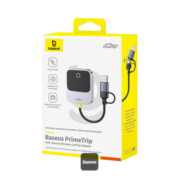 ADAPTOR CARPLAY wireless Baseus SafeJourney, transforma conexiunea Apple carplay cu fir in wireless, BT 5.0, conexiune auto USB Type-C sau USB "C10745100813-00" - 6932172662851