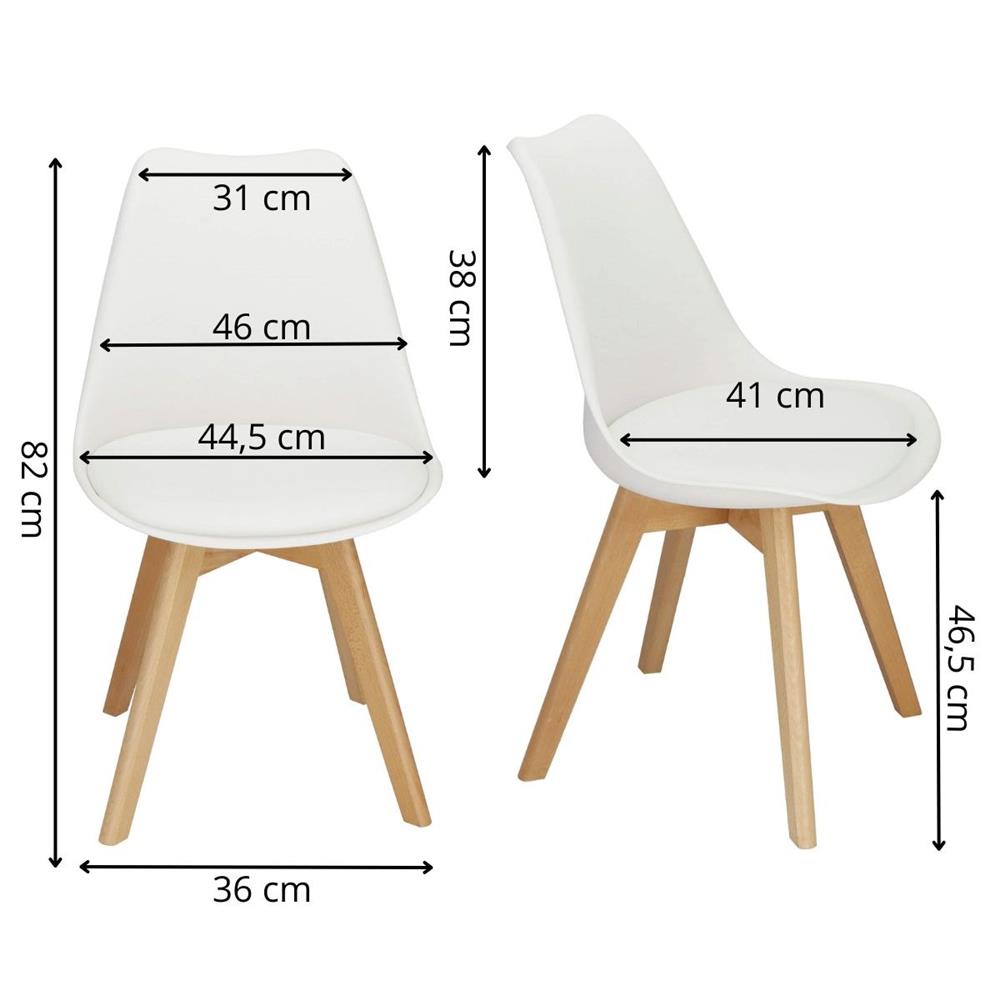 Set 4 scaune dining Verdhe pentru bucatarie cu perna tapitata cu piele ecologica, 44x82cm, alb