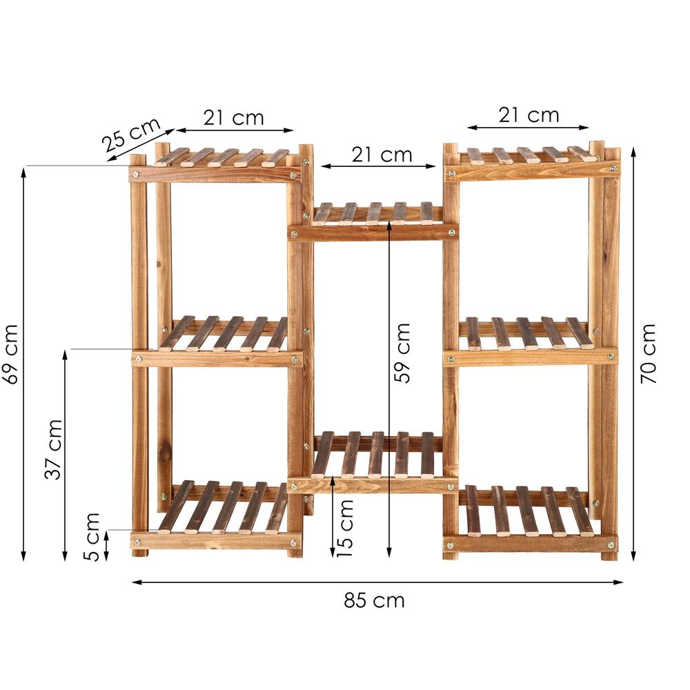 Stand de flori din lemn cu 8 etajere suport GA198, 85x70cm