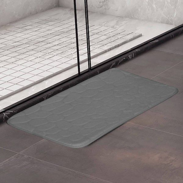 Covoras de baie antiderapant cu uscare rapida, 60x40 cm, gri inchis