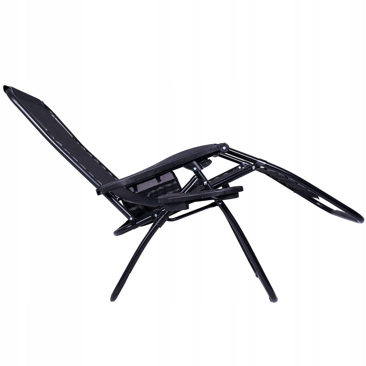 Sezlong scaun pliant plaja sau gradina, Siesta, gravitatie zero, cu tetiera, 175x67x110 cm, negru