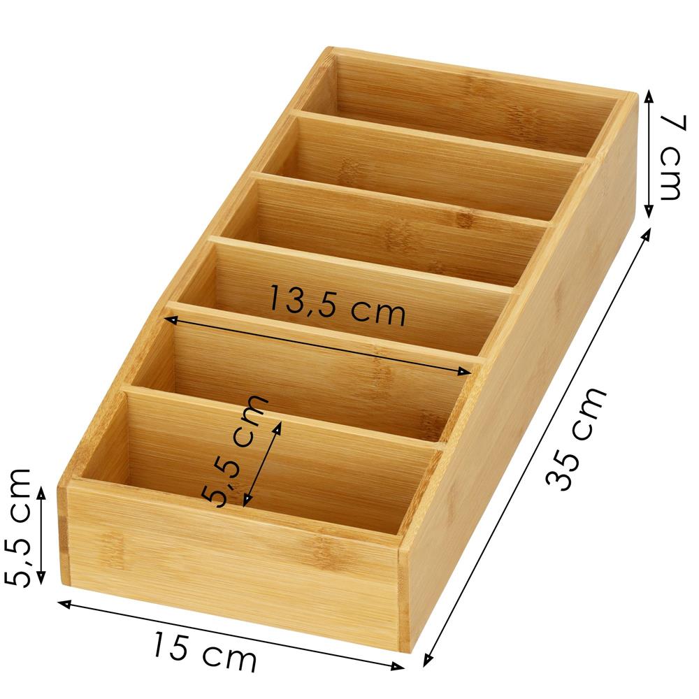 Organizator de bucatarie pentru plicuri de condimente, din bambus, 35x15x7cm, natur