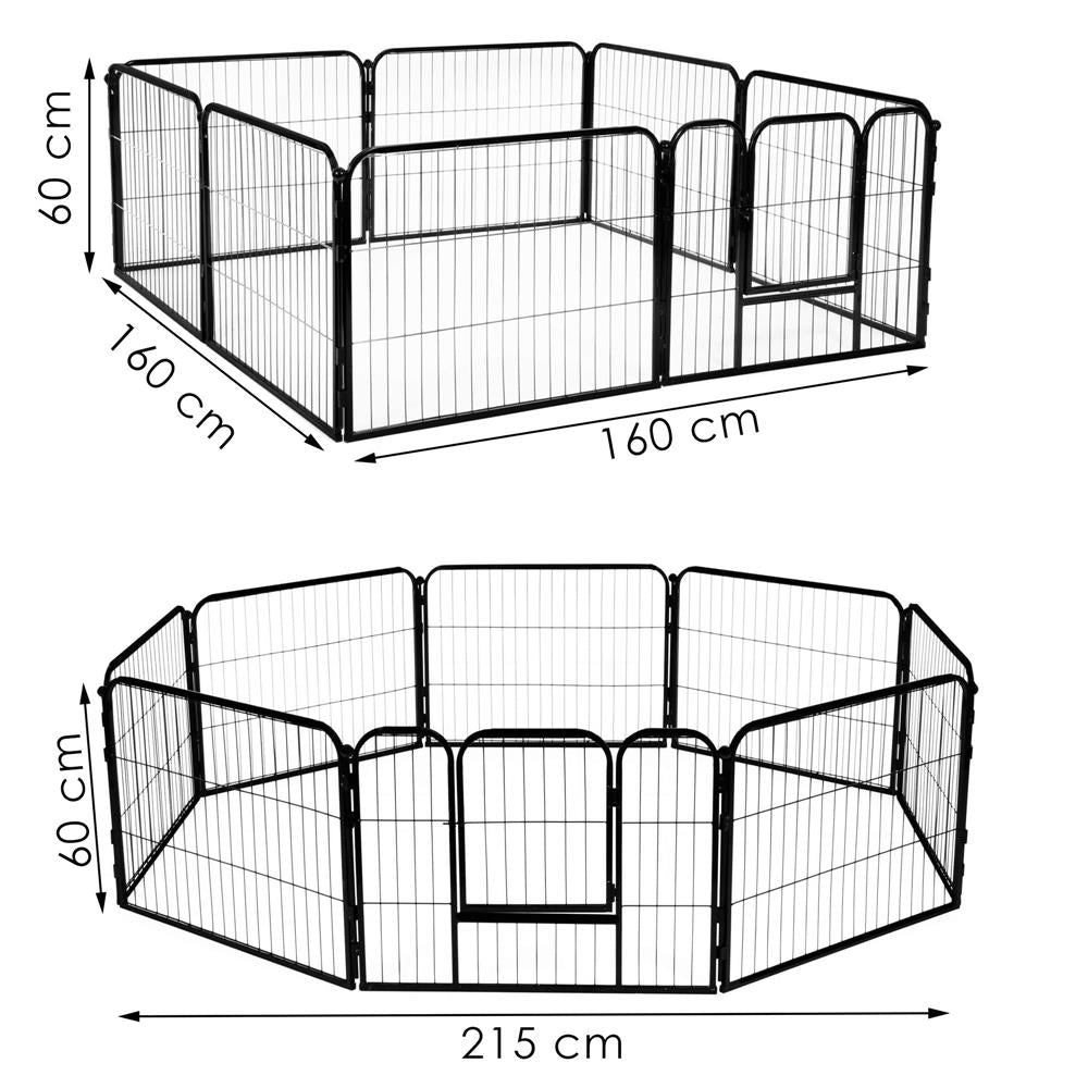 Tarc pentru animale de companie, din fier, forma configurabila, cu usa de acces, 5XL, 160x160x60cm, negru