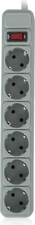 PRELUNGITOR GEMBIRD, Schuko x 6, conectare prin Schuko (T), cablu 3 m, 16 A, protectie supratensiune, protectie copii, gri, "SPG6-B-10C"
