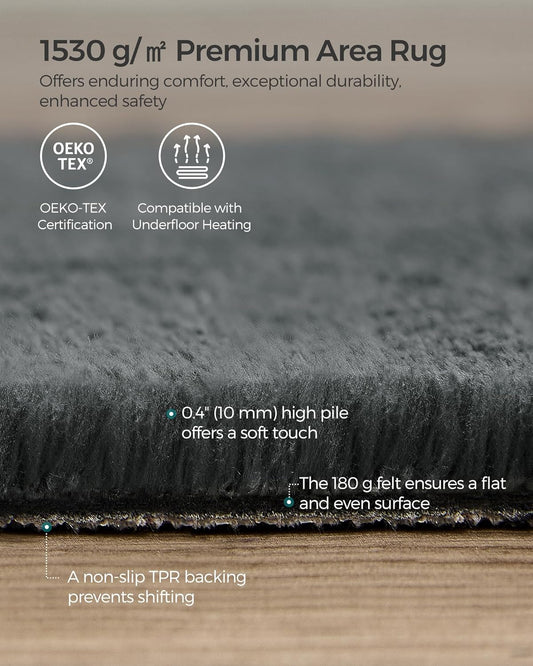 SONGMICS Covor decorativ antiderapant, lavabil la masina, 160×230 cm, gri carbune - 2