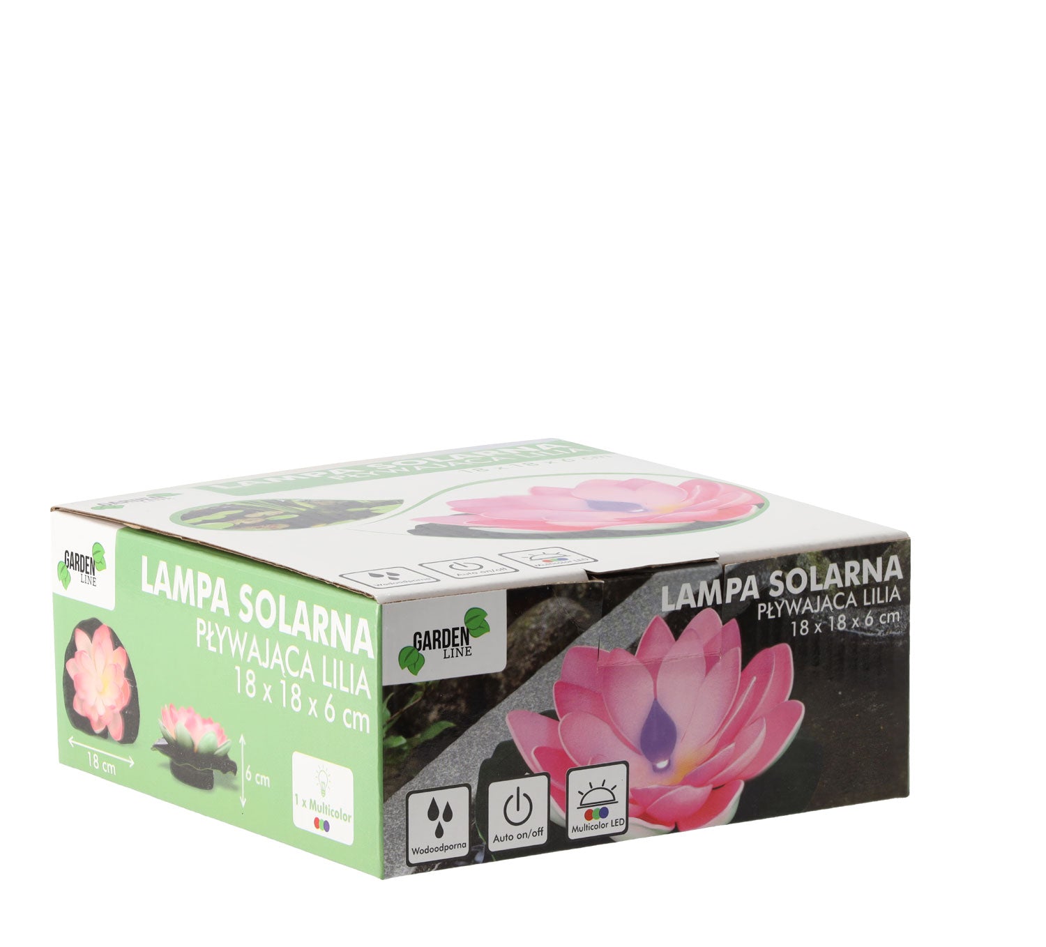 Lampa solara LED de gradina, plutitoare pe apa, floare de nufar roz, 18x18x6cm