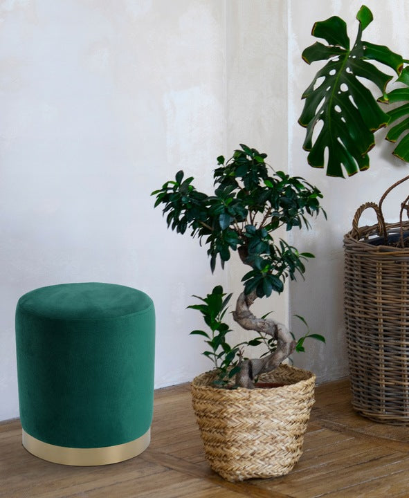 Taburet rotund, tapitat cu stofa, sarcina 100 kg, 35x40 cm, verde