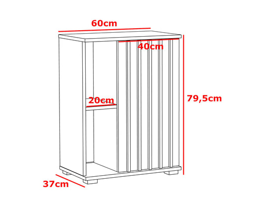 Comoda Montana 60 1D cu usa si 2 rafturi, 60x37x80 cm, craft si negru - 2