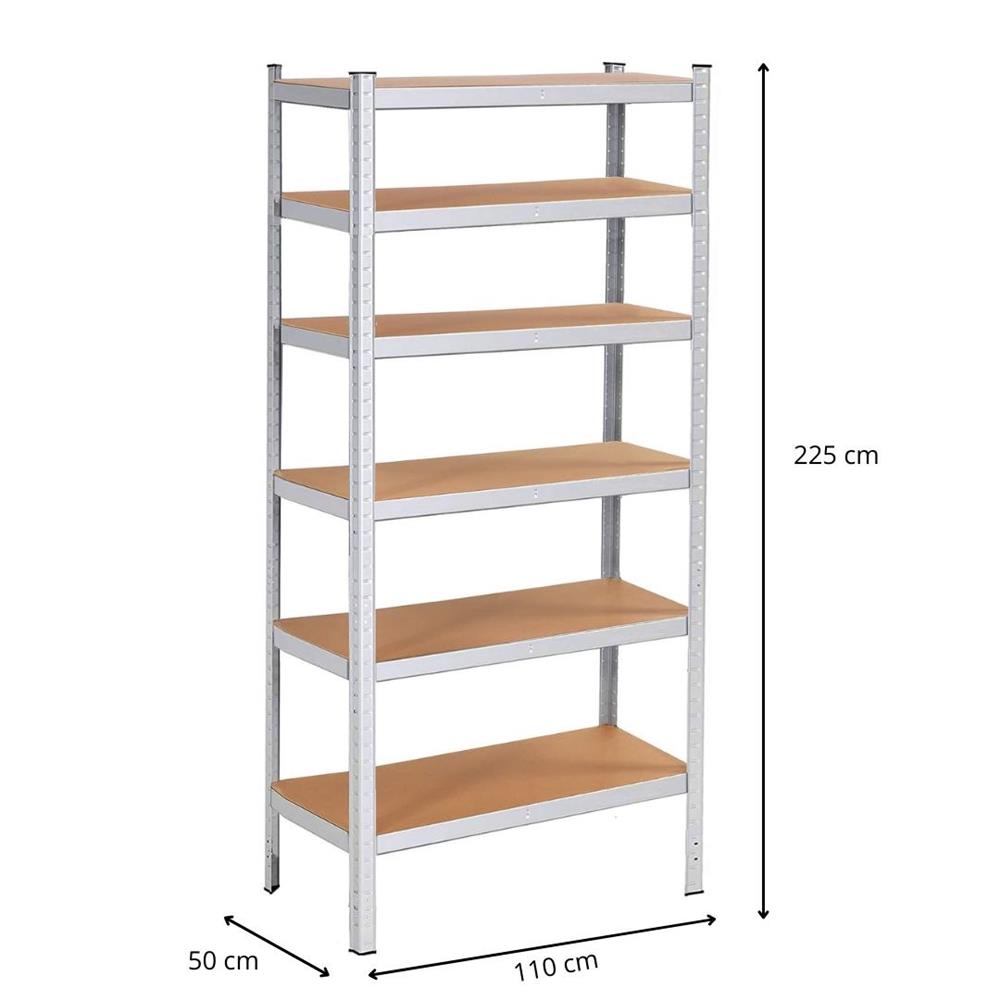 Raft cadru metalic modular pentru depozitare, 6 polite, 225x110x50cm, sarcina 900kg