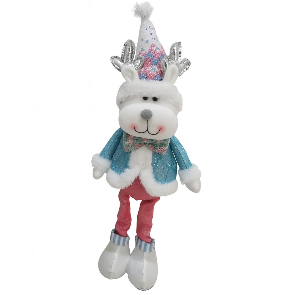 Figurina de Craciun Ren cu Palarie, Figurina Decorativa Ren de Craciun pentru Sarbatorile de Iarna, 52 x 17 x 8 cm, Multicolor