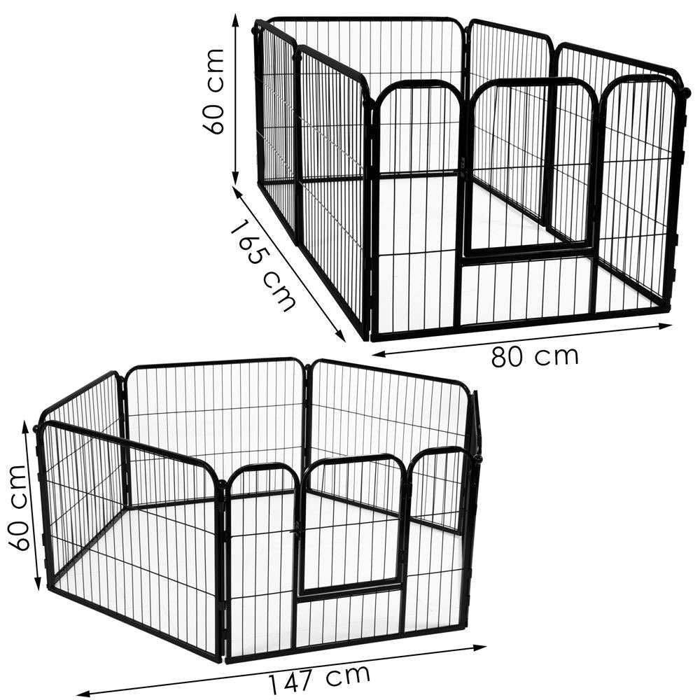 Tarc pentru animale de companie, din fier, forma configurabila, cu usa de acces, 3XL, 165x80x60cm, negru