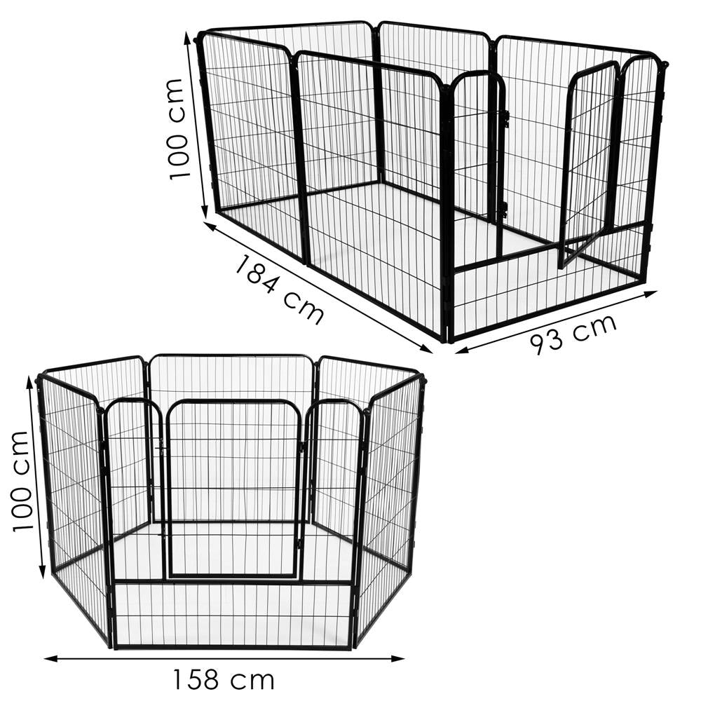 Tarc pentru animale de companie, din fier, forma configurabila, cu usa de acces, 4XL, 184x100x93cm, negru