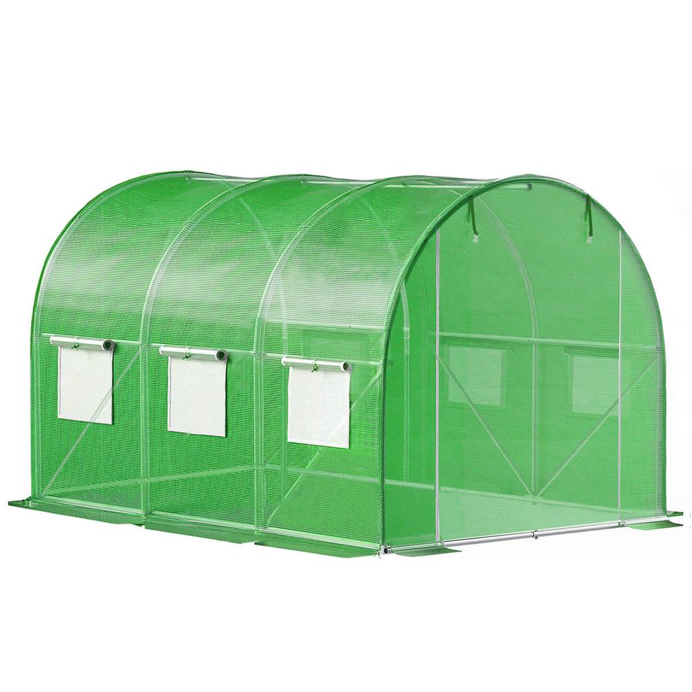 Folie inlocuire pentru sera 300x200x200 cm, PE 140g/mp cu plasa PP, UV4, 6 ferestre si usa cu fermoar, verde
