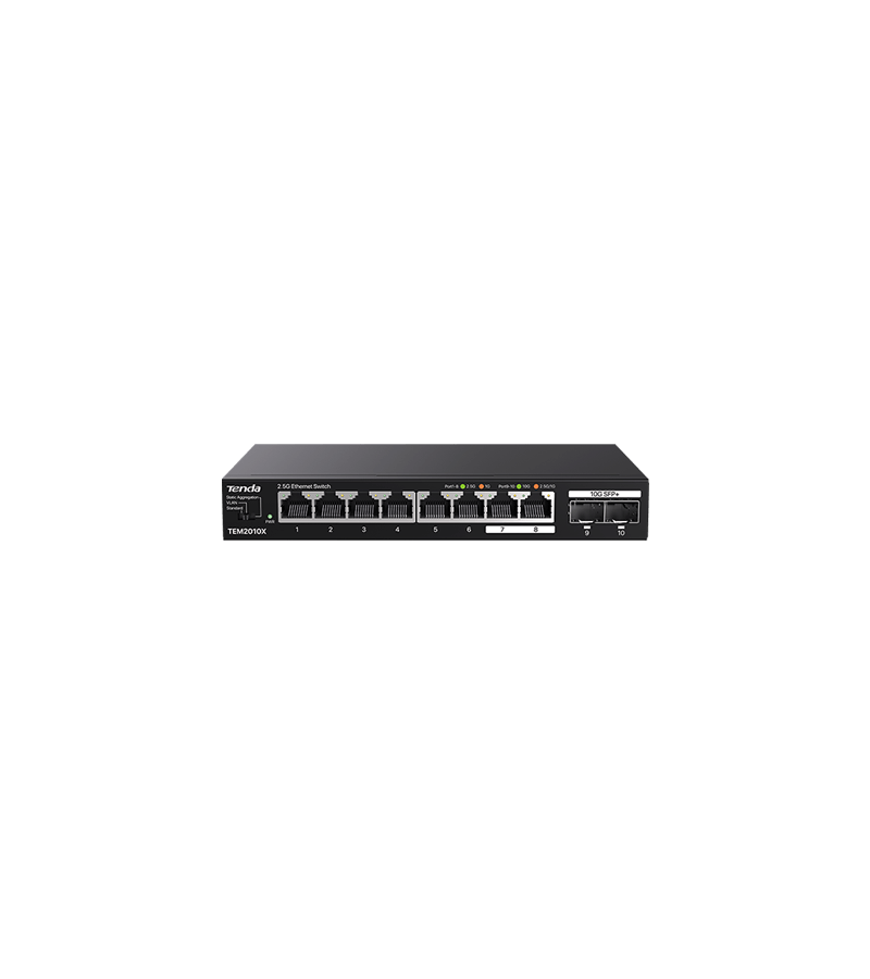 SWITCH Tenda fara management, 8 porturi Ethernet 2.5 Gbps si 2 sloturi SFP+ 10 Gbps, carcasa metalica, rackabil "TEM2010X"