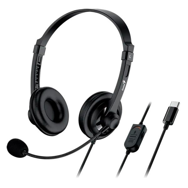 CASTI Genius "HS-230U", cu fir, utilizare multimedia, USB-A, microfon pe brat, lungime cablu 2.4m, control volum pe fir, negru, "31710021401" - 4710268259541