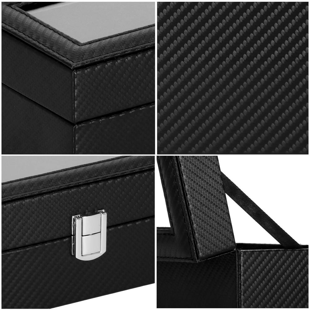 Cutie depozitare si organizare ceasuri, MDF, piele ecologica, 20,5x11x8cm, negru sarpe
