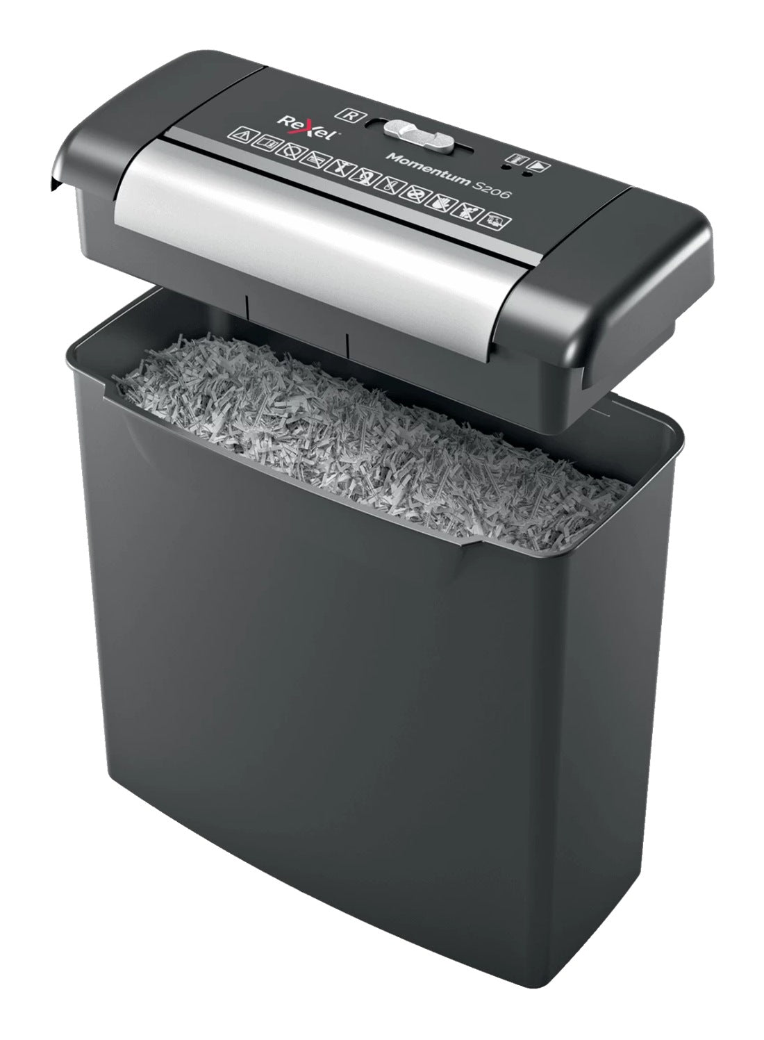 Distrugator manual documente MOMENTUM S206, 6 coli, P2, strip-cut (tip fasii) Rexel "2104568EU"