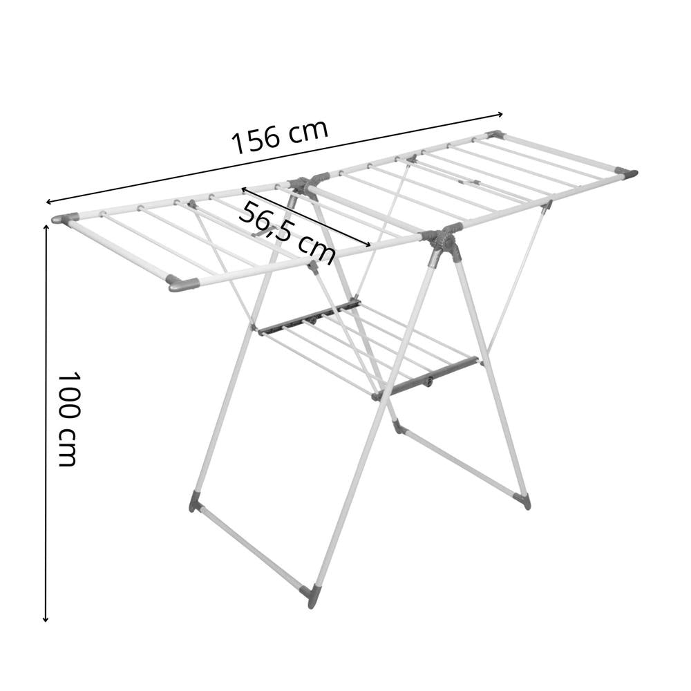Uscator de rufe pliabil, 3 platforme cu etaj intermediar de agatat, 156x57x100cm
