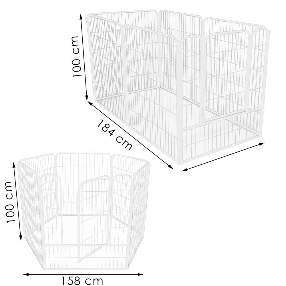 Tarc pentru animale de companie, din fier, forma configurabila, cu usa de acces, 4XL, 184x100x93cm, alb