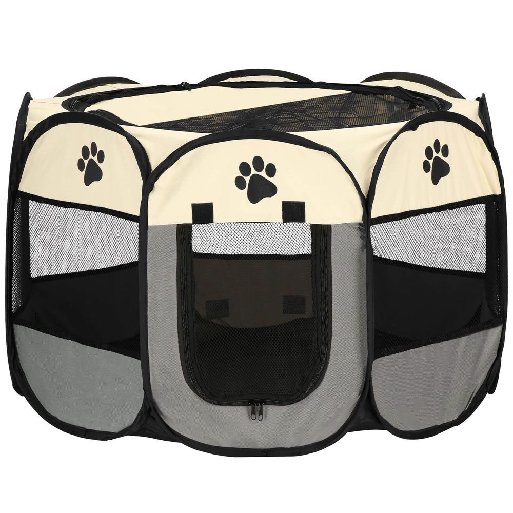 Tarc pliabil pentru animale de companie, diametru 114cm, gri crem
