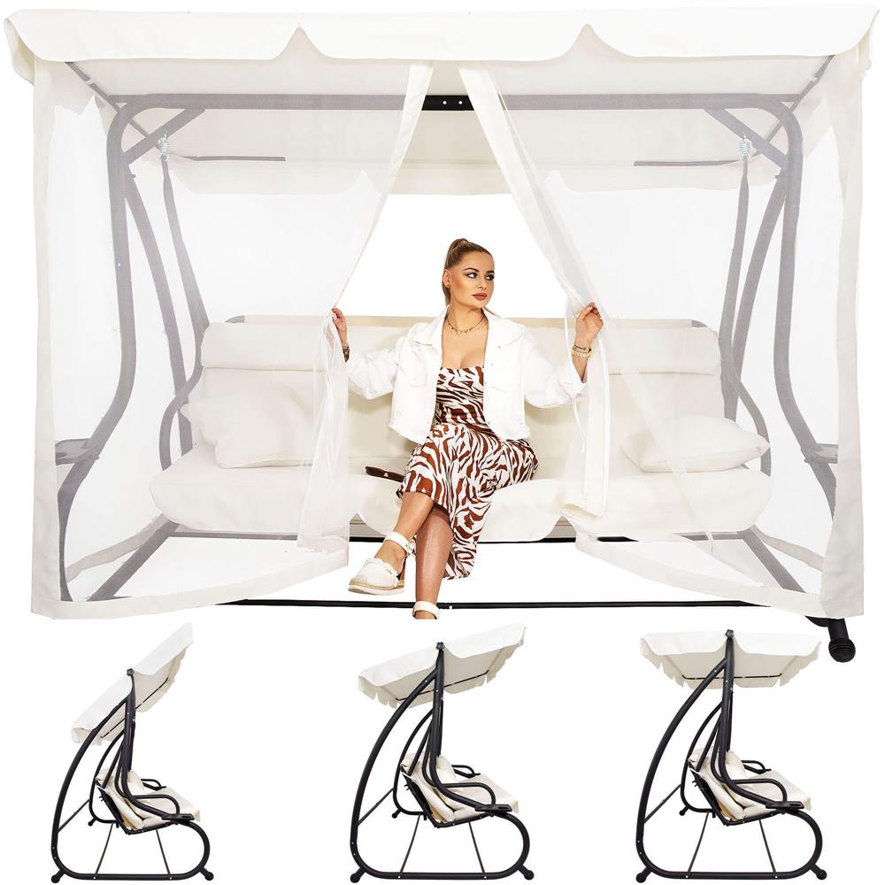 Balansoar leagan pat 4 persoane Sersimo Tenerife, cu plasa anti-insecte, sarcina 320kg