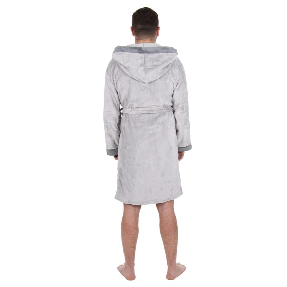 Halat de baie pentru barbati pana la genunchi, gluga mare, marimea L/XL, gri