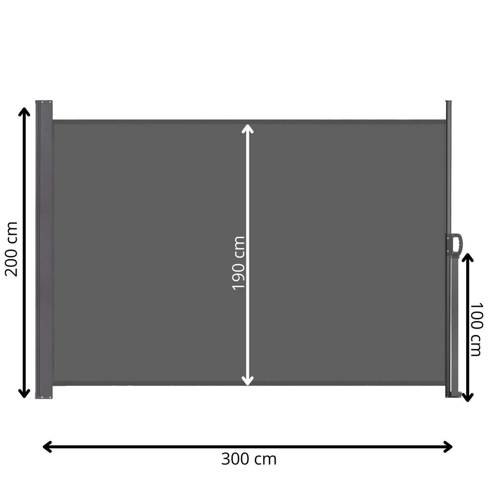 Paravan lateral pentru intimitate, extensibil, sistem fixare inclus, 200x300cm, gri inchis - 24